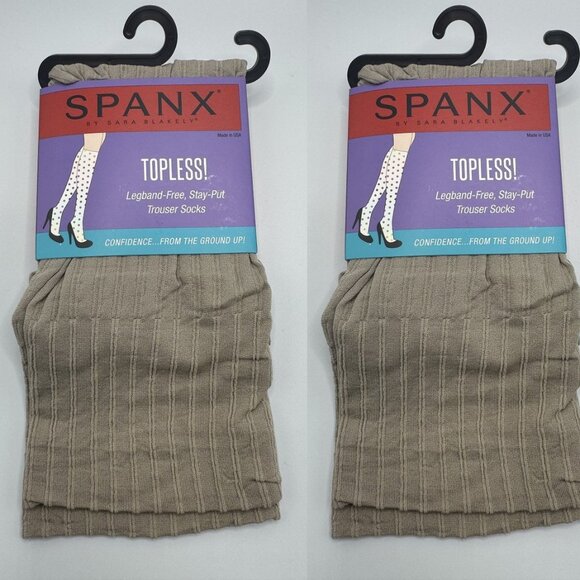 SPANX by Sara Blakely Topless Trouser Socks Knee High 010R Chino Rib 2-Packs - Picture 1 of 4